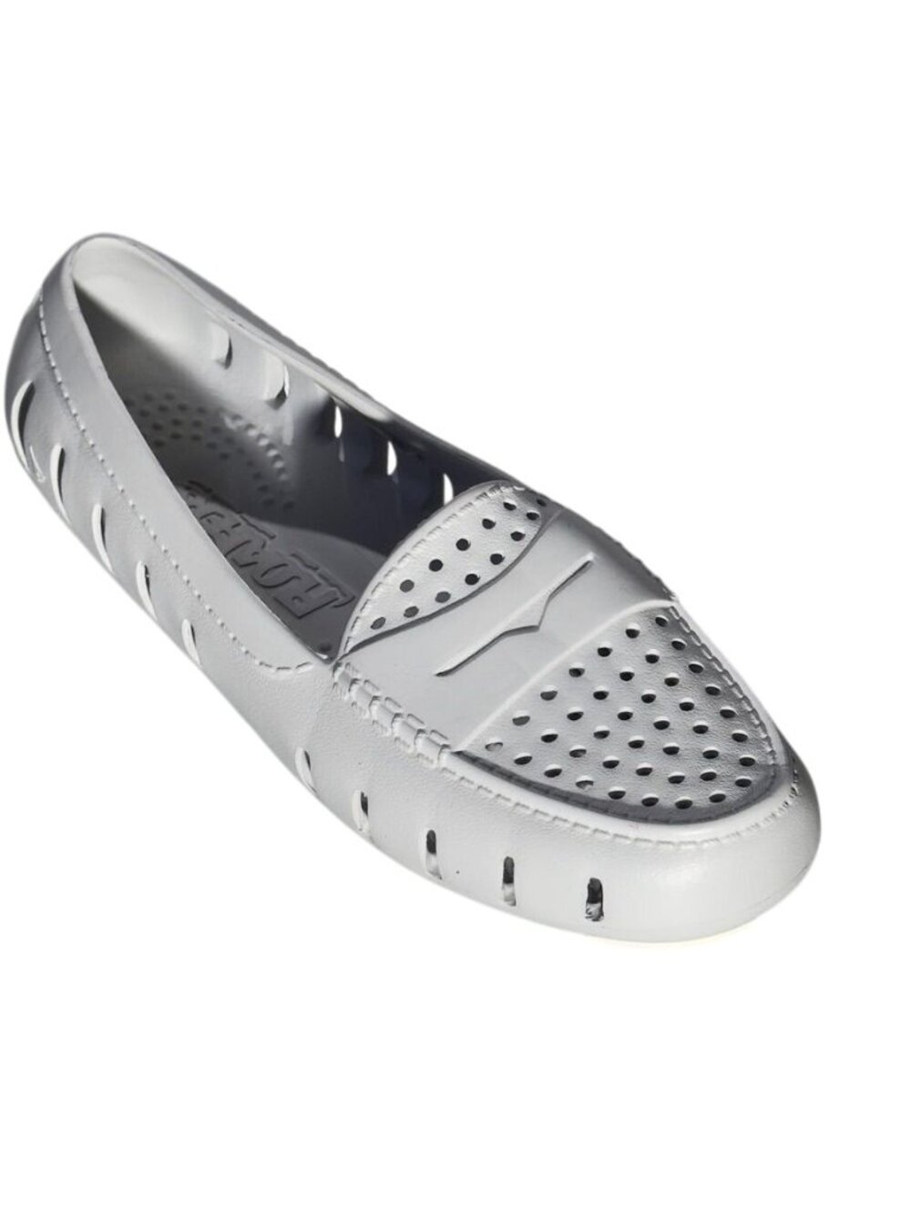 FLOAFERS Driver Women's Slip-On Loafers Light Gray Perforated Design Size 8
